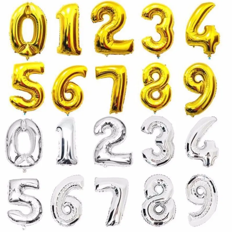 16 32 Inch Rose Gold Silver Rainbow Number Balloon Inflatable Air Ball Figure Digit Foil Birthday Party Wedding Decoration | Дом и сад