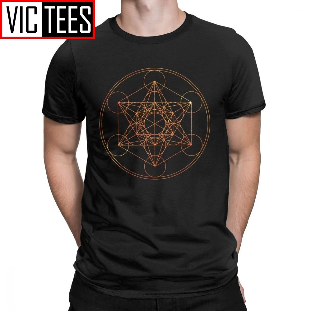 Мужская Винтажная Футболка Metatron's Cube The Red Moon 100 хлопок с короткими рукавами |