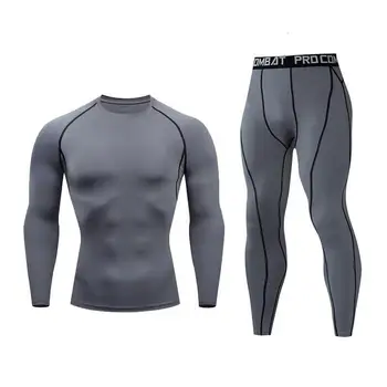 

Fashion solid color compression sportswear fitness tight sportswear running suit T-shirt leggings men's sports suit gym T-shirt