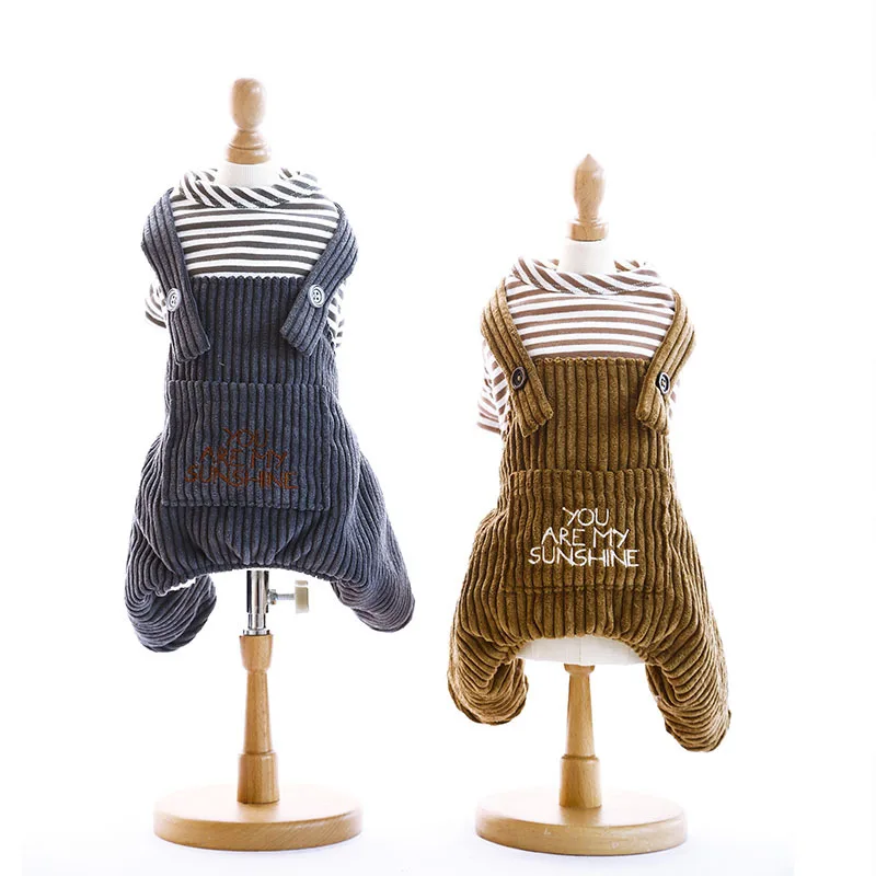

Striped Design Yellow and Blue Colors Jumpsuits for Dogs Autumn and Winter Super Warm and Thick Clothing for Pets Dogs Products