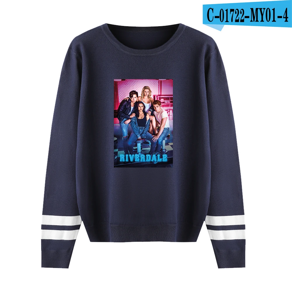 navy blue Подходящий пуловер с круглым вырезом и принтом ривердейла, осенний свитер, весенний модный свитер в стиле хип-хоп для мужчин и женщин, мужские и женские серые Топы - Цвет: navy blue