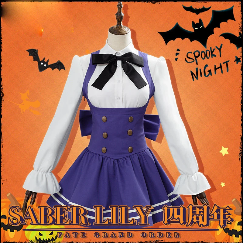 

Anime Fate/Grand Order Artoria Pendragon saber lily Fourth Anniversary Cosplay Costume Uniform Dress Full Set Halloween Party