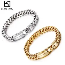 Kalen Дубай золотой цвет звено цепи браслет для мужчин нержавеющая сталь полированные ювелирные изделия ручной цепи аксессуары подарки на день рождения