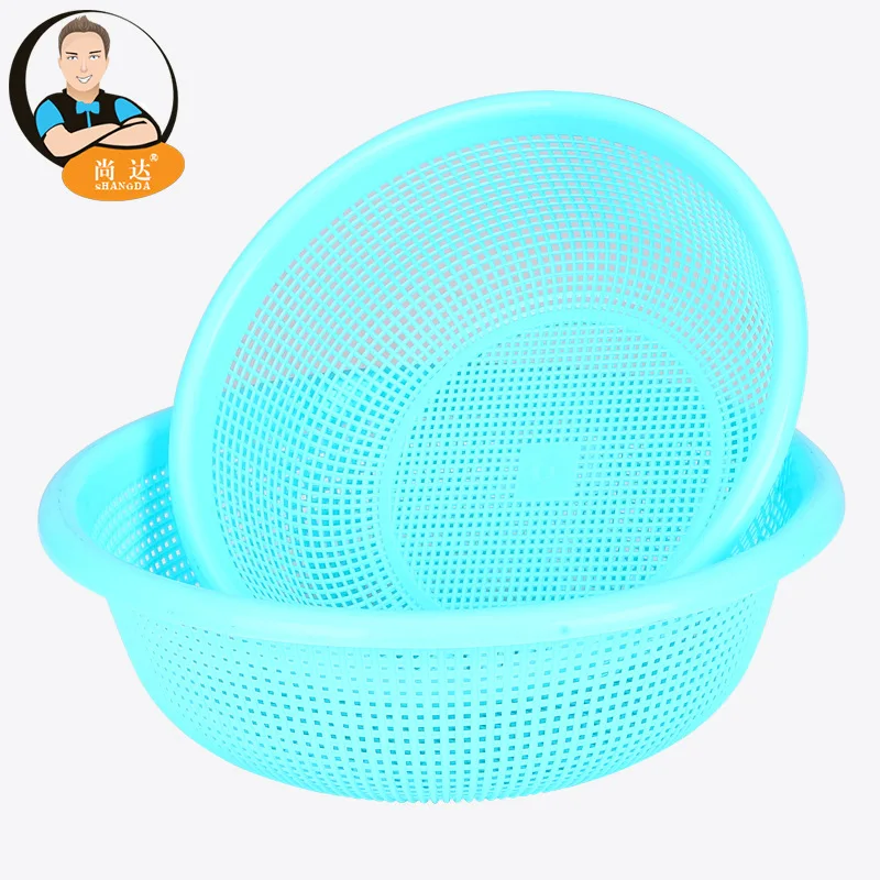 Double plastic kitchen washing vegetables basin drain basket sieve