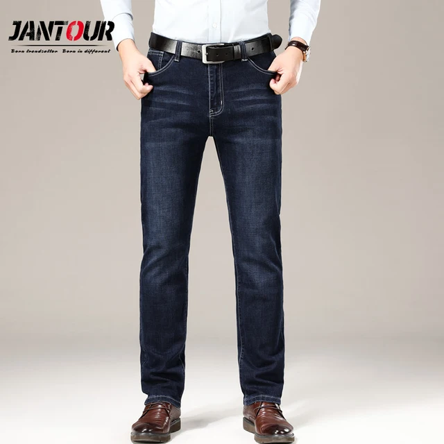 Men Jeans Regular Fit Elastic Midweight Jean | Levis 505 Workwear Fit Jeans  - Men's - Aliexpress