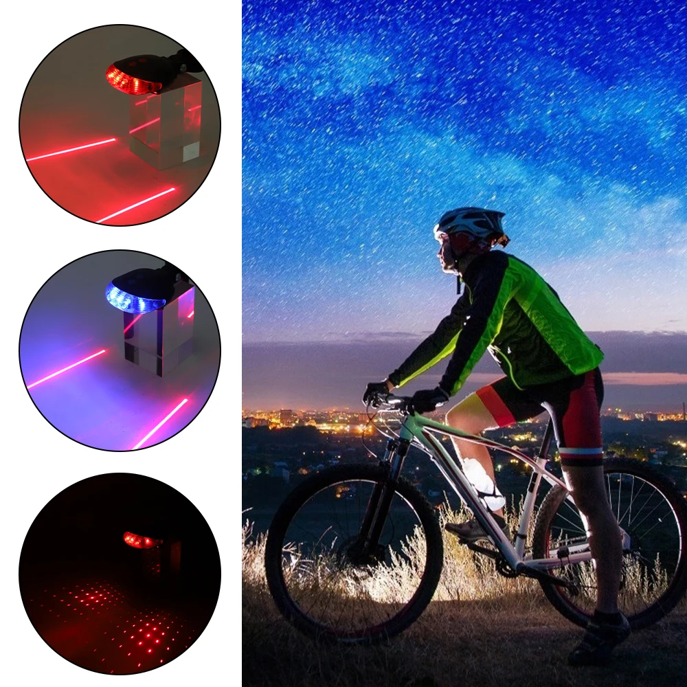 Luces Traseras Impermeables Para Bicicleta Láser LED De Seguridad De Advertencia 