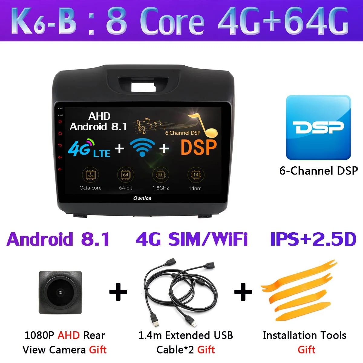 K6-B 1Din " 360 ° панорамный автомобильный dvd-плеер Android gps для Isuzu D-max MU-X Chevrolet Trailblazer Colorado LT S10 автомобильный DSP Carplay 4G - Цвет: K6-B