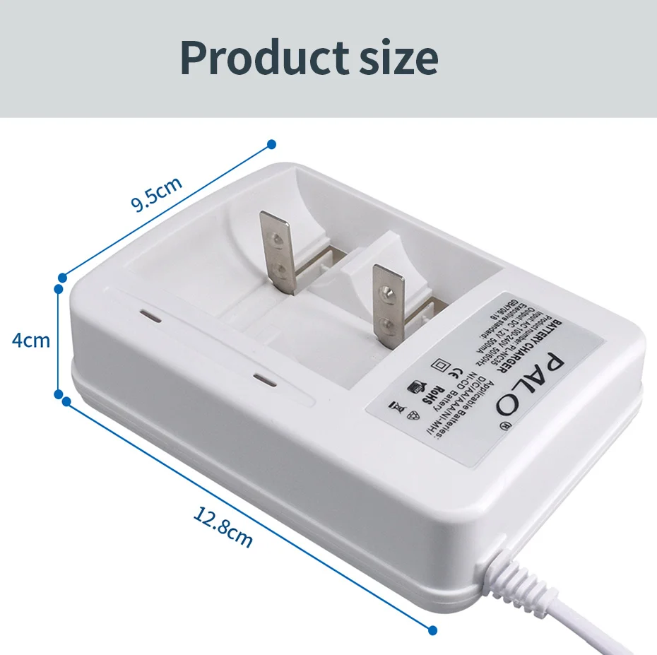 PALO 2 слота AA AAA C D зарядное устройство для 1,2 в Ni-CD Ni-MH AA/AAA/C/D Размер перезаряжаемая батарея быстрая Интеллектуальная Зарядка светодиодный дисплей