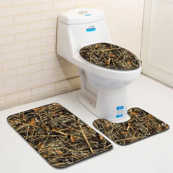 

Creative Modern Toilet Three-Piece Floor Mat Door Mat Bathroom Carpet Non-Slip Soft Door Mat Pattern Carpets Bathroom Mat Set