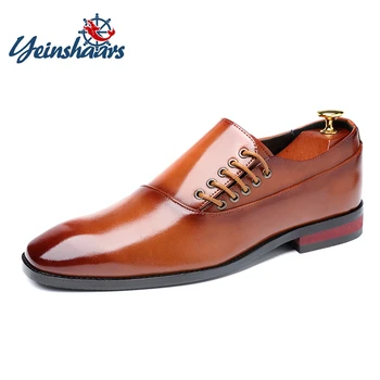 

YEINSHAARS Fashion Business Dress Men Shoes Classic Leather Men'S Suits Shoes Fashion Slip On Dress Shoes Men Oxfords Size 38-47