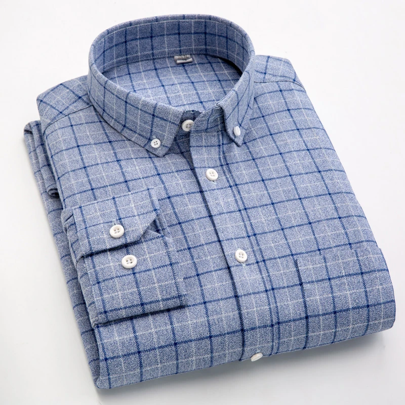 camisas Nueva camisa de cuadros para hombre, ajustada de larga, diseño a cuadros de fácil cuidado, camisetas casuales de negocios para hombre|Camisas de vestir| - AliExpress
