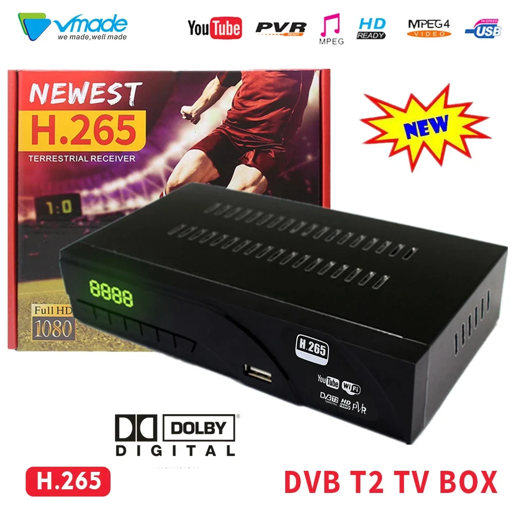 Горячая Чешский DVB-T2 в эфирном приемнике H.265 Full HD ТВ приставка с ТВ SCART Поддержка Dolby wifi youtube TP ТВ приставка