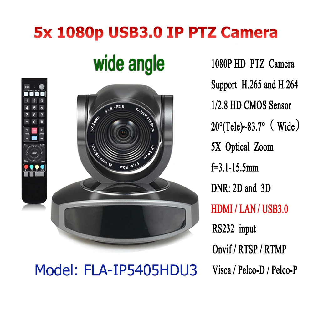 

2-мегапиксельная 5-кратная широкоугольная 83 градуса HD 1080P USB HDMI PTZ IP видеокамера для конференц-залов