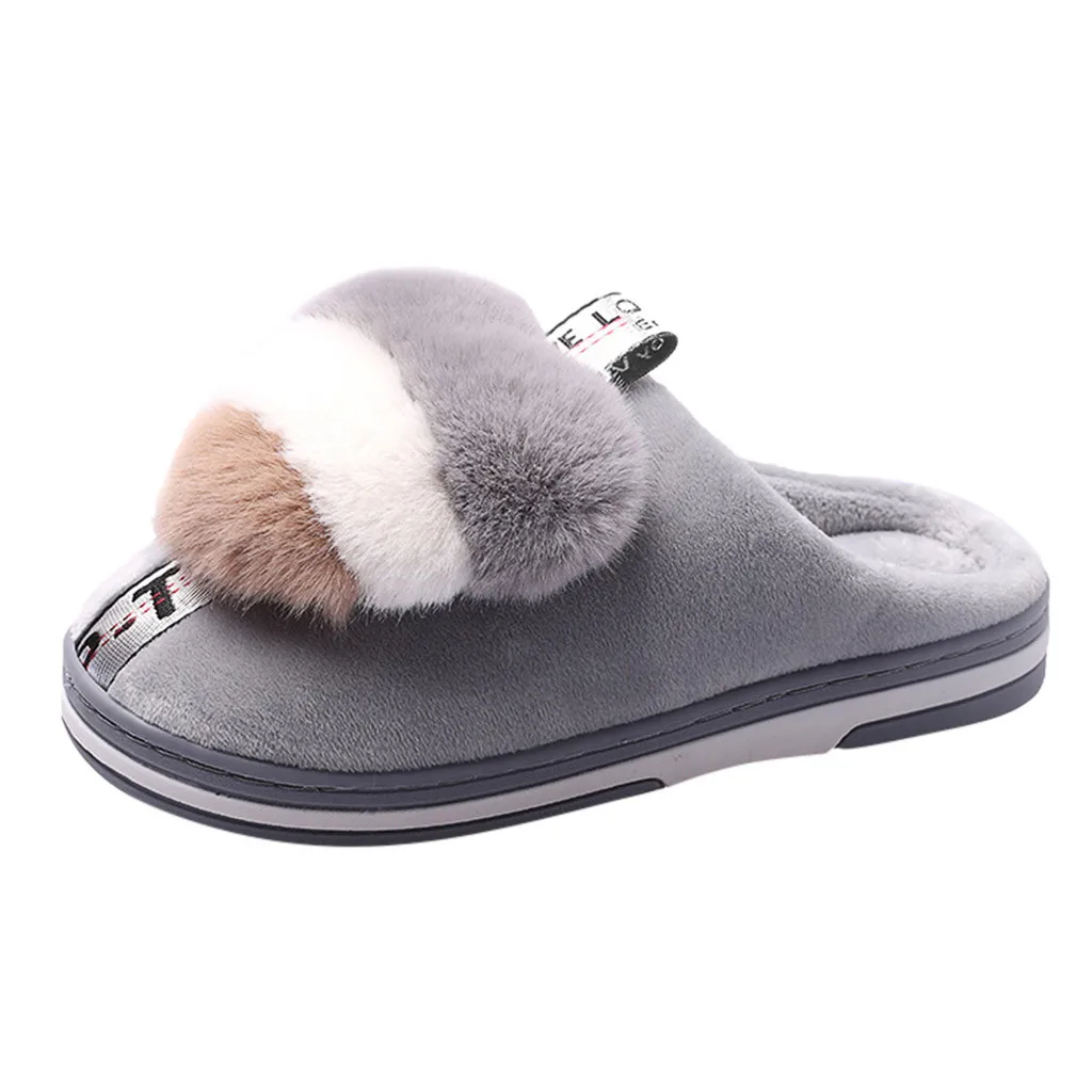 Cute Heart Fur Slides Women Winter Furry Slippers Ladies Warm Indoor Shoes Soft Plush Lovely Female Thermal Home Slippers#YL5