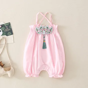 

Online Celebrity Infant Summer Wear Clothes 1-3 Month Baby Girls Suspenders 7 BABY'S FIRST Month Princess Chinese-style Western