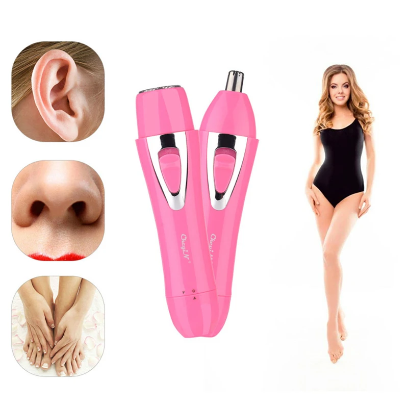 CkeyiN 2 в 1 Женский мини-эпилятор для лица, USB зарядка, бритва, триммер для носа, электробритва, машинка для бритья лица, подмышек, бикини