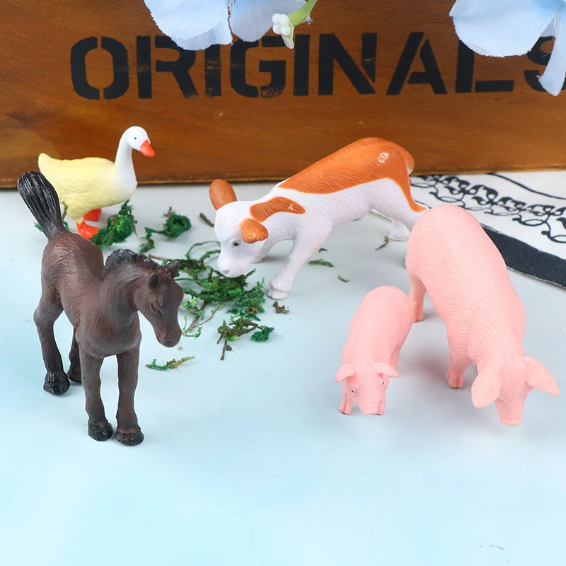 Милый DIY животный дом работник свинья лошадь корова утка модель Фигурка Коза