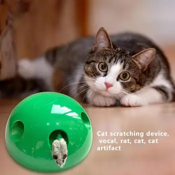 

Lovely Kitten Fake Mouse Toy Interactive Cat Scratching Post Teasing Squeak Toy Pet Accessories with Automatic Shutdown