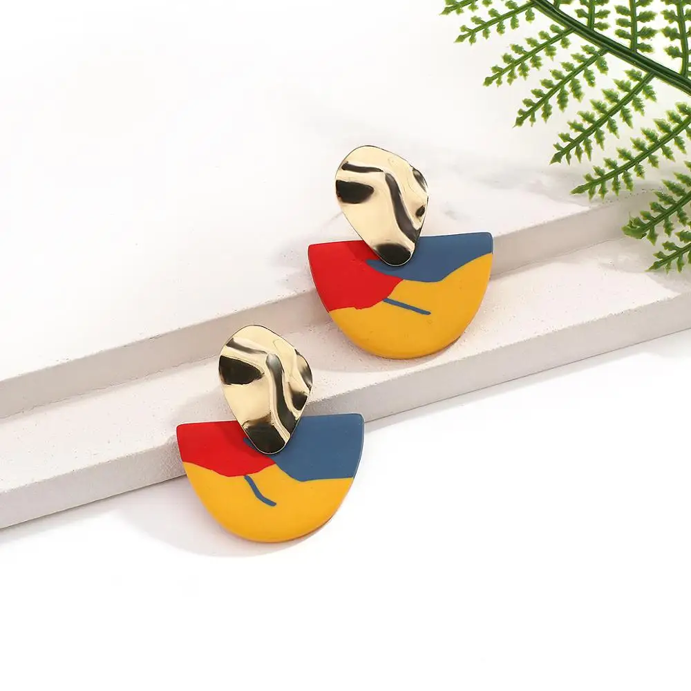 AENSOA Fashion Geometry Polymer Clay Drop Earrings for Women 2021 Unique Statement Pendant Female Costume Jewelry Gift | Украшения и
