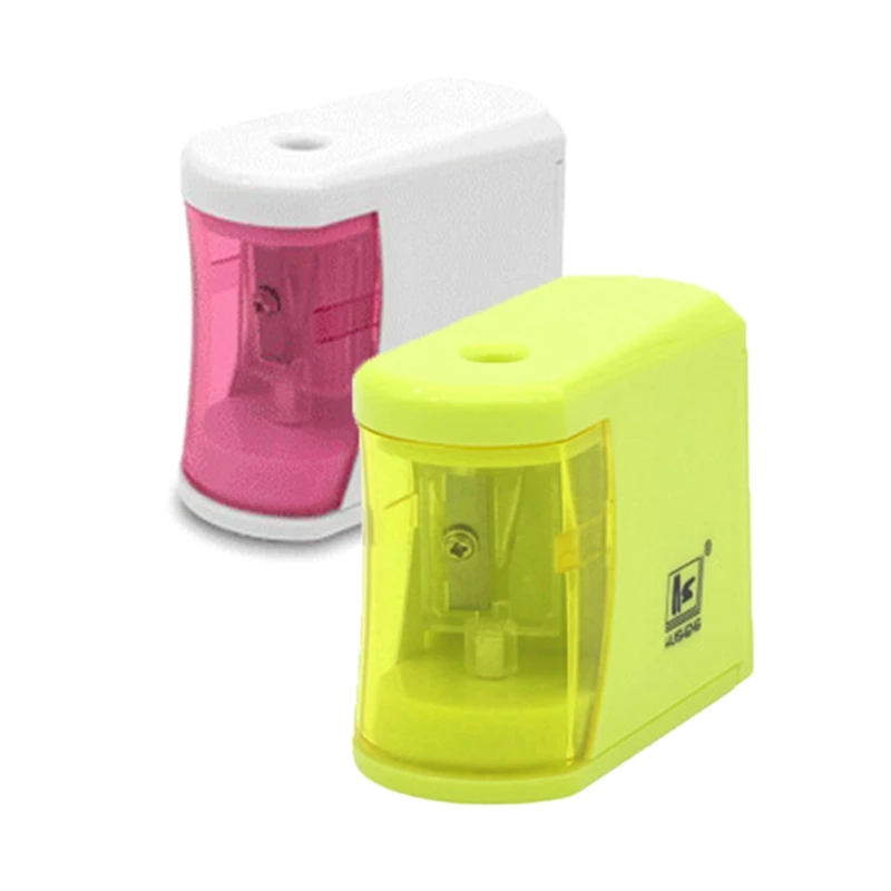 

White Green Color Pencil Sharpener Automatic Electric Battery Switch For Home Office Students Gift
