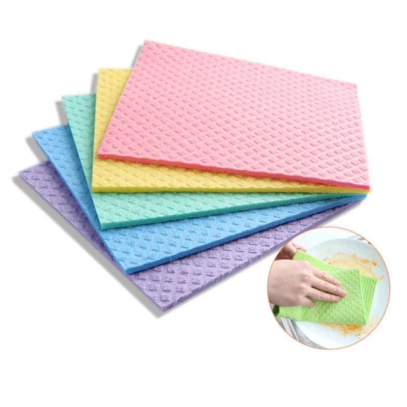 Super Absorbent Cotton Cleaning Cloth Kitchen Dish Cloth Tableware Household Cleaning Dishwashing Sponge Cloth Kitchen Tools