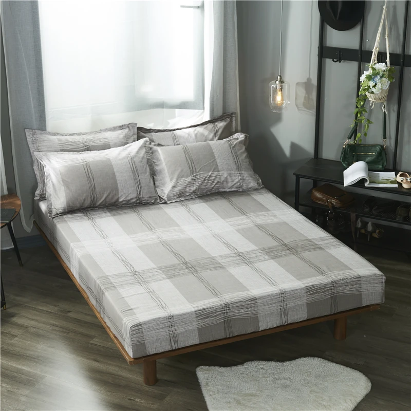 66 New Product 1pcs 100%Polyester Printed Solid Fitted Sheet Mattress Cover Four Corners With Elastic Band Bed Sheet