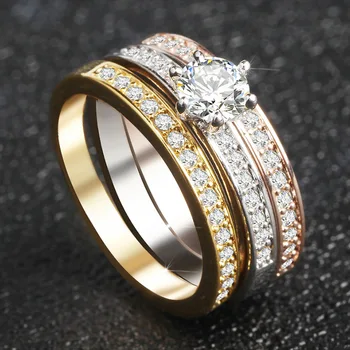 

CHAMSS Luxury Zircon Three-layer Ring Personalized High-grade Female Engagement Ring