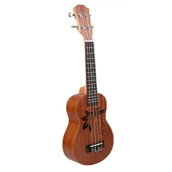 

Beginners Kids Gift Wooden Ukulele Brown Color Flower/Birds Pattern Back Hobbies Arch Vintage Windsor