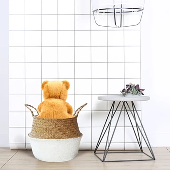

Hand-Woven Foldable Storage Basket For Dirty Clothes Fruit Toys Nordic Style Plant Flower Pots