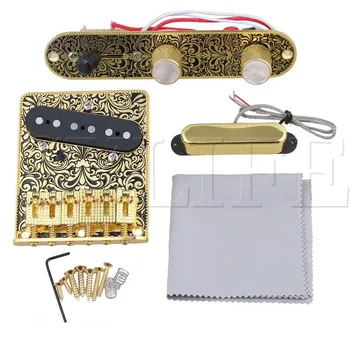 

Gold & Black Electric Guitar Control Plate Tremolo Bridge Pickup Set