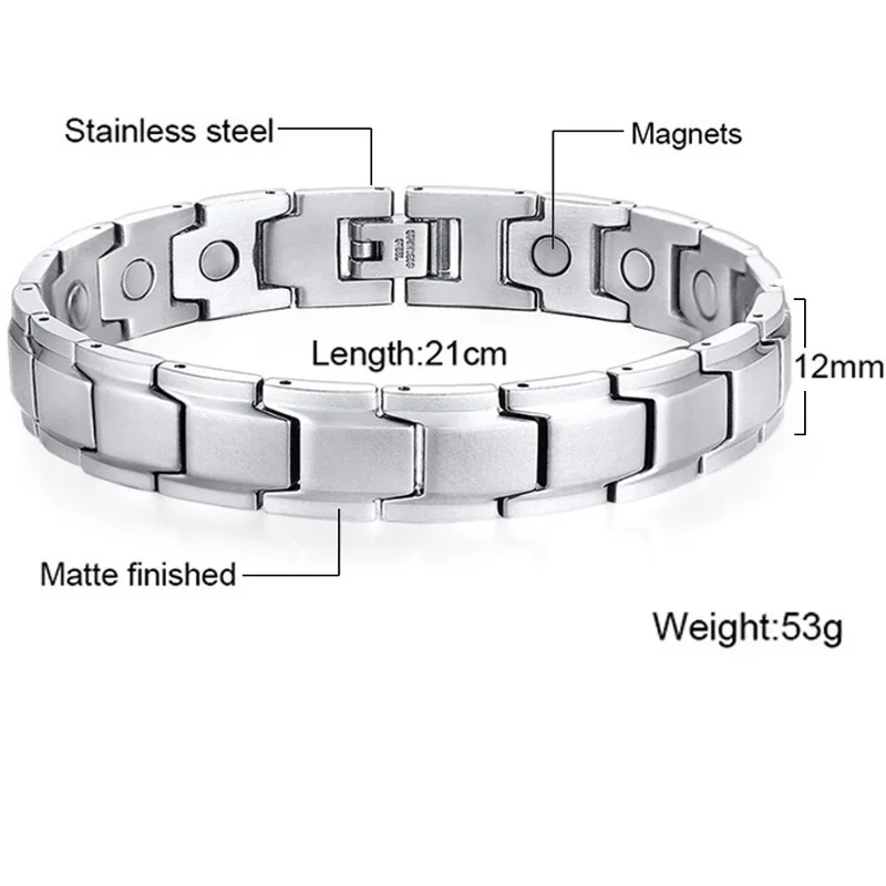 Для мужчин Для женщин Нержавеющая сталь магнитные браслеты для здоровья Мощность браслеты для терапии артрита браслет регулируемый Прямая - Окраска металла: 8