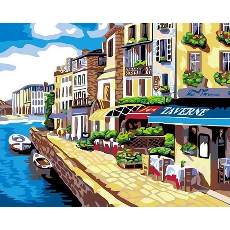 

GATYZTORY Frame Ancient Town Diy Painting By Number Acrylic Picture Modern Wall Art Hand Painted Oil Painting For Home