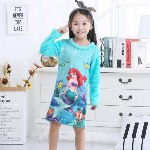 WAVMIT/ детская одежда с 3D принтом; Осенняя Пижама для девочек; фланелевая одежда для сна для девочек; детское праздничное платье принцессы; ночная рубашка для девочек - Цвет: R J mei ren yu