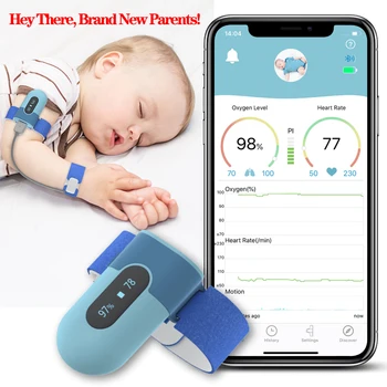 

Bluetooth baby Wearable oximeter alarm reminder Rechargeable Child blood oxygen Continuous data recording APP PC