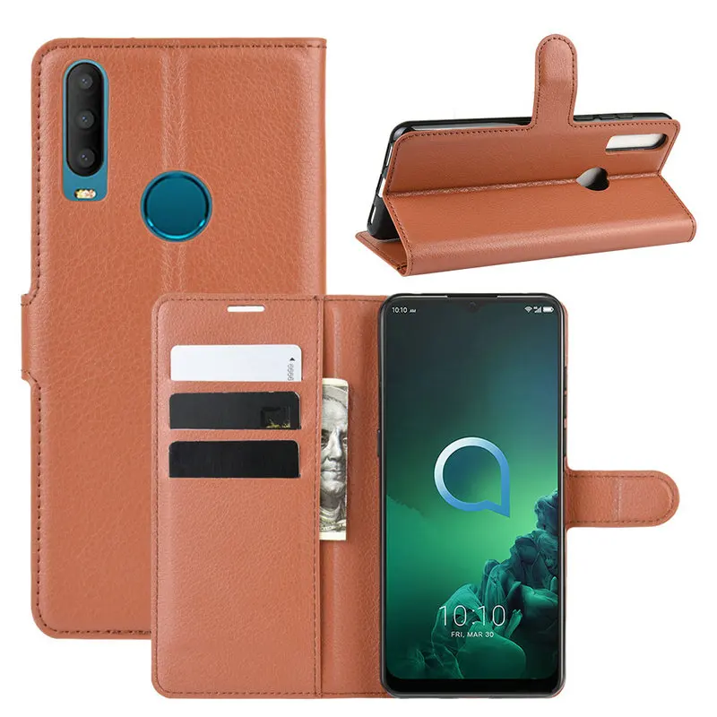 Роскошный кожаный чехол-книжка для Alcatel 3x2019 6 52 дюйма чехол телефона чехол-кошелек