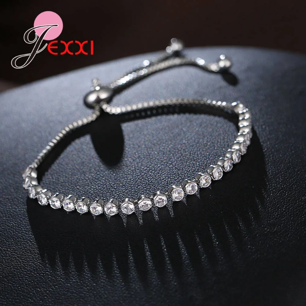 Newest Austrian Crystal Sparkling Bracelets 925 Sterling Silver Hand Accessories Jewelry for Women Girls Birthday Xmas Gifts 4