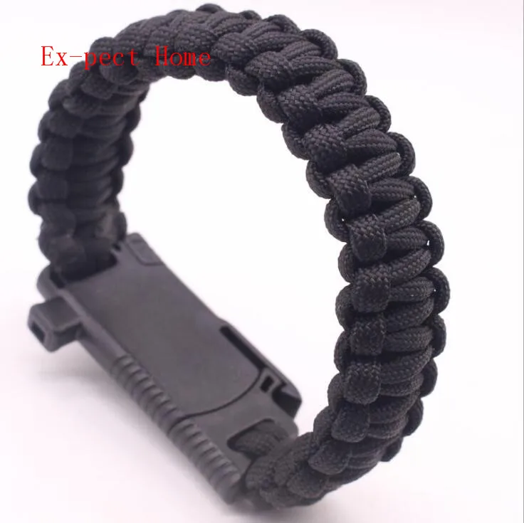 Wholesale 200pcs/lot outdoor survival compass paracord Whistle Gear Buckle Camping rescue rope escape Bracel
