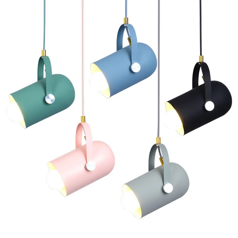 

Nordic Macaron Pendant Lights metal fashion creative lamp restaurant bedroom living room Minimalism design lampshade lamps E27