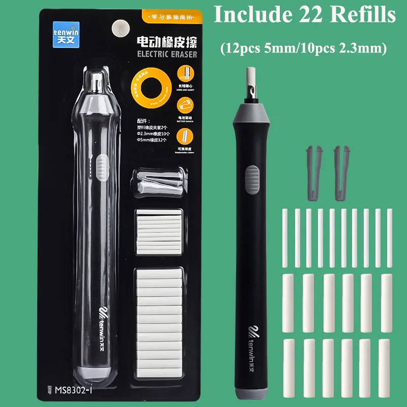 Tenwin Electric Eraser,Battery Operated Pencil Eraser Kit for Artists, Sketching, Drafting, Drawing, School Kids Stationery