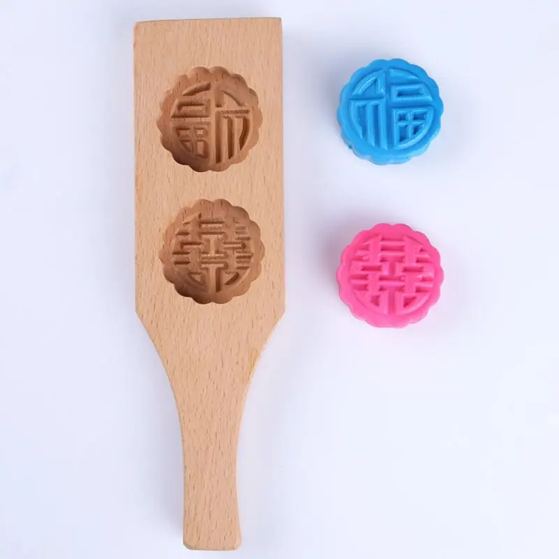 1 Pc Wood Mooncake Mold Chinese Style Pastry Baking Mold Cookies 3D Flower Fish Fondant Pastry Decorating Tools