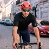 Santic Men's Cycling Short Sleeve Summer MTB Bike Shirts Quick Dry Breathable Mesh Full Zipper Jersey Cycle Clothing Asian Size 3