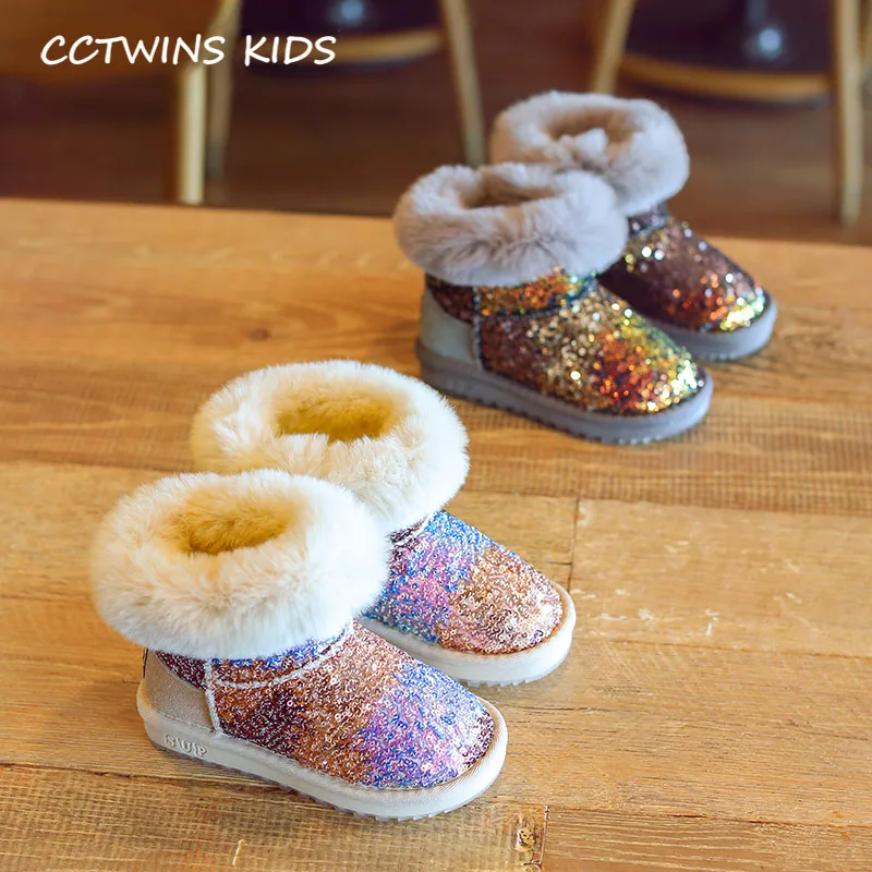 CCTWINS/детская обувь; коллекция года; модные зимние ботинки для детей; Брендовая обувь с блестками для маленьких девочек; черные ботинки до середины икры для малышей; SNB098