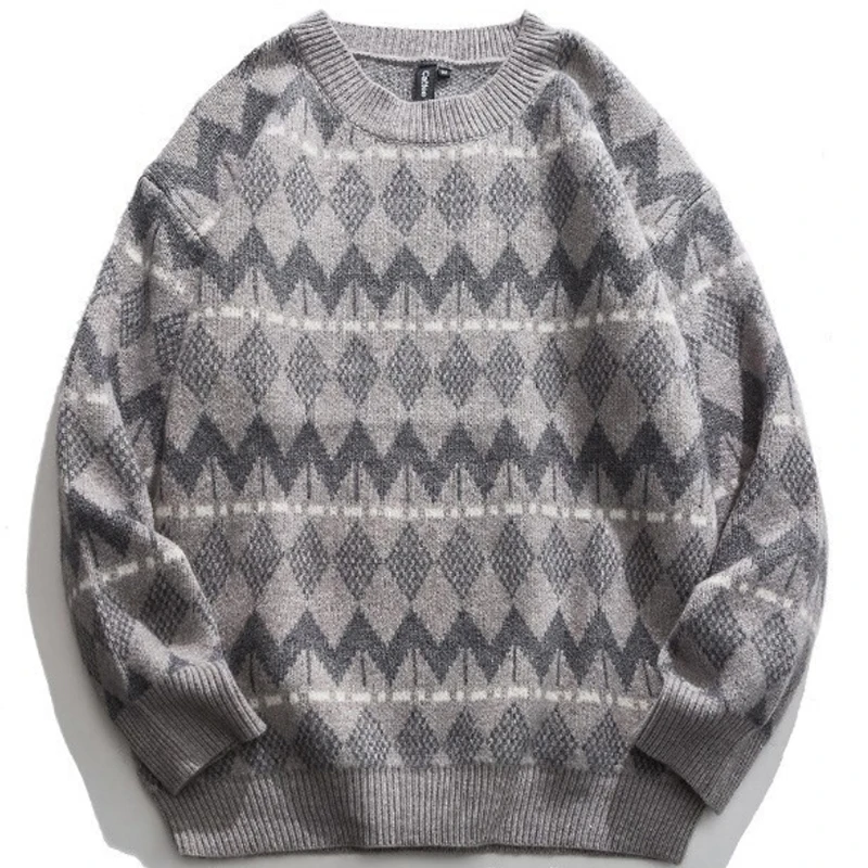 Hip Hop Harajuku Striped Sweater Winter New Vintage Clothes Pullovers Knitted Sweater Loose Pullover Knit Tops Streetwear