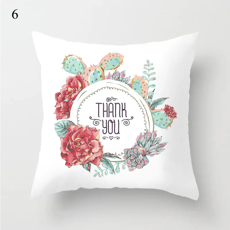 1PC Cactus Floral Print Cushion Cover Polyester Pillow Cases Throw Pillows Sofa Home Decor Pillowcase Decorative Pillow Covers