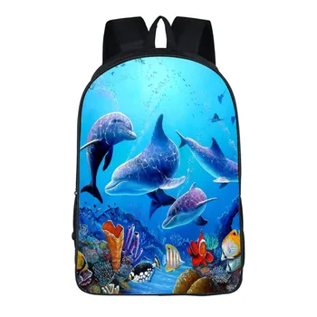 

Animal dolphin shark school schoolbag primary school students high quality polyester children schoolbag girl custom schoolbag