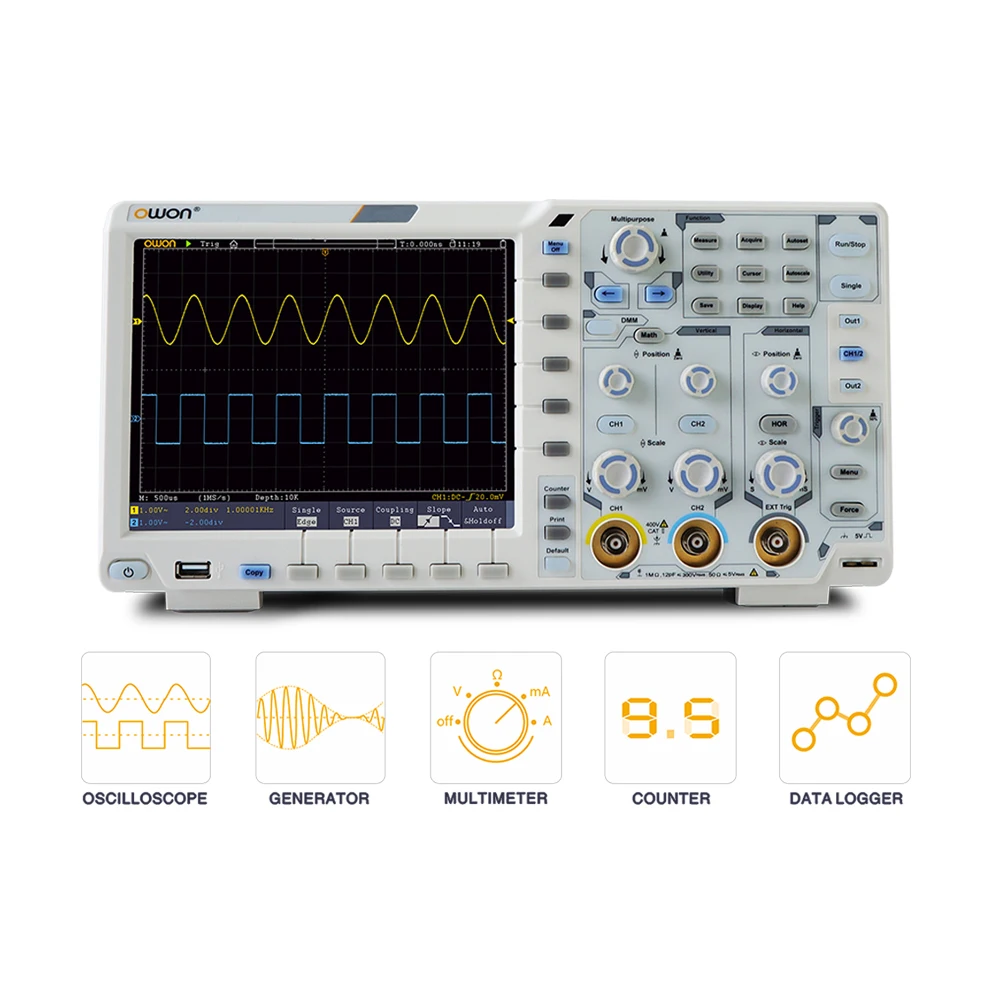 Owon XDS3202E Digital Storage Oscilloscope Portable 2 Channels 200Mhz