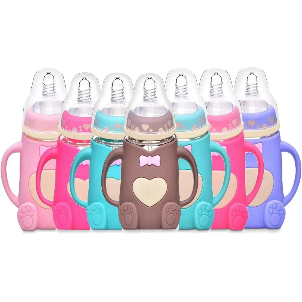 

GloryStar 240ml Feeding Bottle Anti Falling Anti Flatulence Children Glass Water Cup