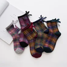 Женские носки в британском стиле, носки, уличная мода, стильные, милые, с бантом, в полоску, спортивные, хлопковые, для взрослых, теплые, дышащие, пот