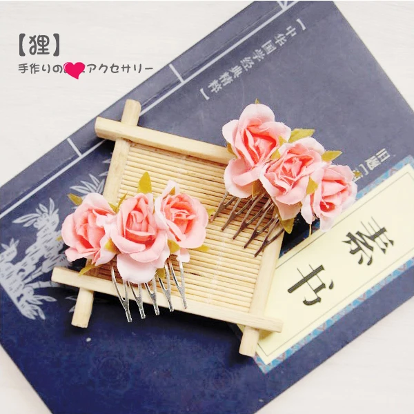 Classical Hairpin Hair Accessories Vintage Rose flower Tuck Comb Chinese Style Hair Ornaments hanfu Cosplay Handwork Headdress