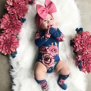 

Flower Newborn Infant Baby Girls Rompers Autumn Spring Long Sleeve Jumpsuit Playsuit Outfits Baby Girl Costumes
